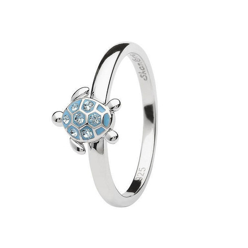 Sea Turtle Ring Encrusted with White Crystal