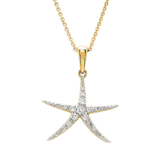 14kt Gold Lab Grown Diamond Starfish on Bail Necklace