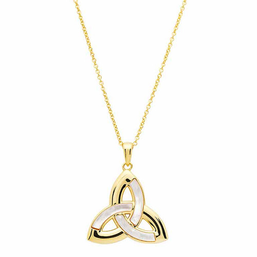 14KT Gold Vermeil Mother of Pearl Celtic Trinity Knot Necklace