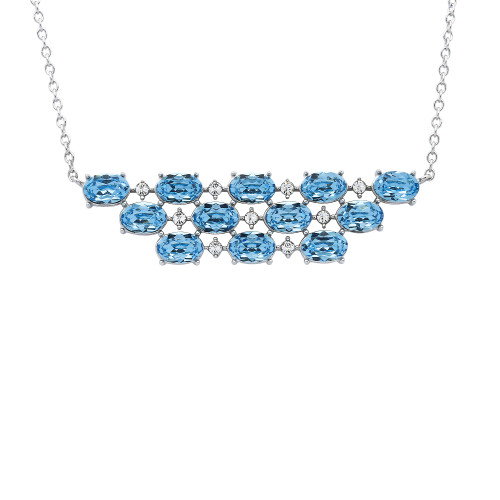 Sterling Silver Necklace Embellished With White Aquamarine Crystals