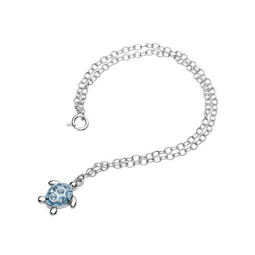 Turtle Anklet embellished with Aqua Crystals