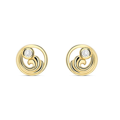 14kt Gold Lab-Grown Diamond Mini Wave Stud Earrings