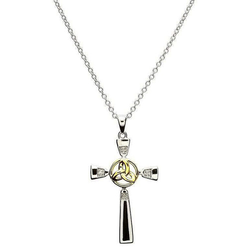 Celtic Silver Cross with Gold Plate Trinity