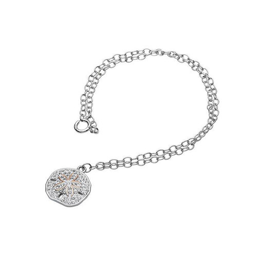 Sand Dollar Anklet with White Crystals