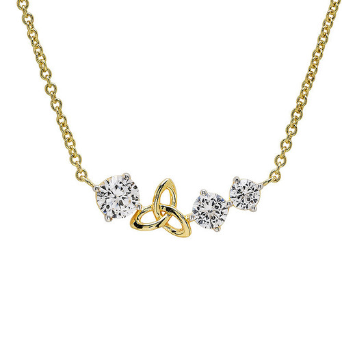 14kt Gold Vermeil Trinity Necklace with Triple White Sapphires