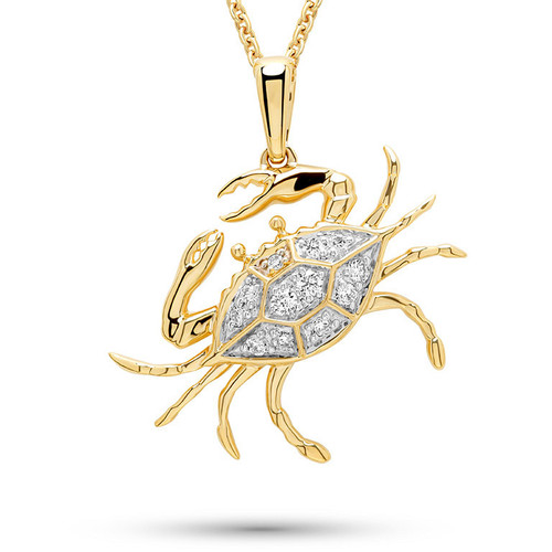 14kt Gold Lab Diamonds Crab Necklace