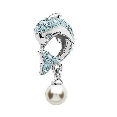Pearl & Aqua Crystal Dolphin Bead Crystals