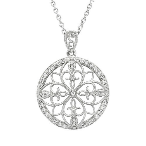 Irish Lace Sterling Silver Round Stone Set Pendant