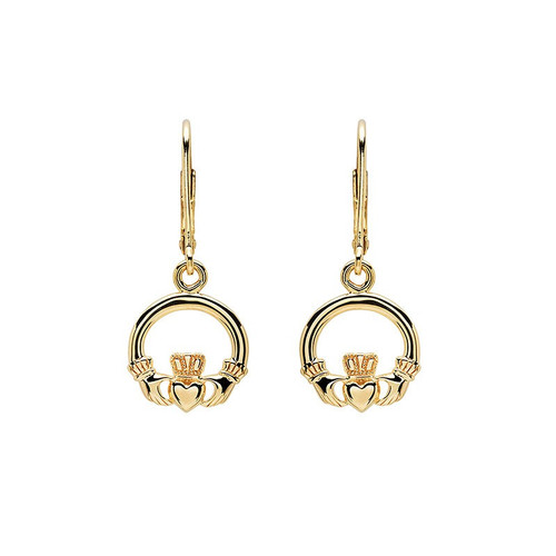 14KT Gold Vermeil Drop Claddagh Earrings