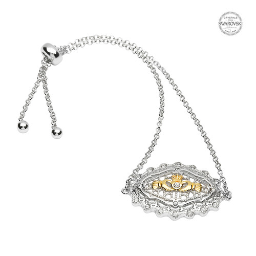 Irish Lace Gold Plated Claddagh Silver Bracelet