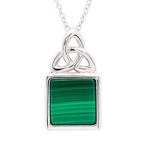 Green Malachite Sterling Silver Trinity Knot with Pendant