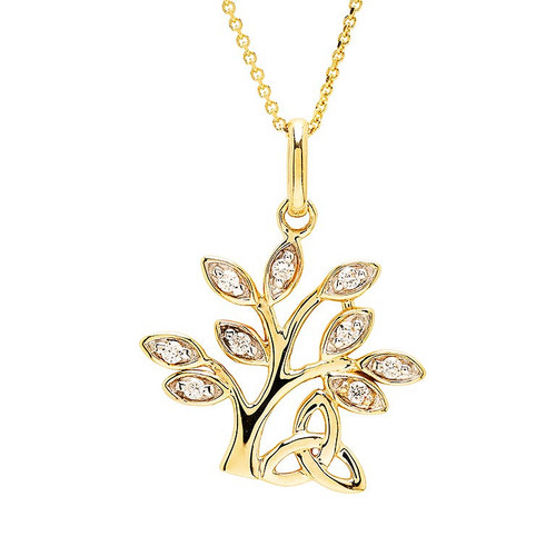 14kt Yellow Gold Lab Grown Diamond Tree of Life Necklace