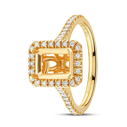 14kt Yellow Gold Cushion Halo Mount Only Engagement Ring