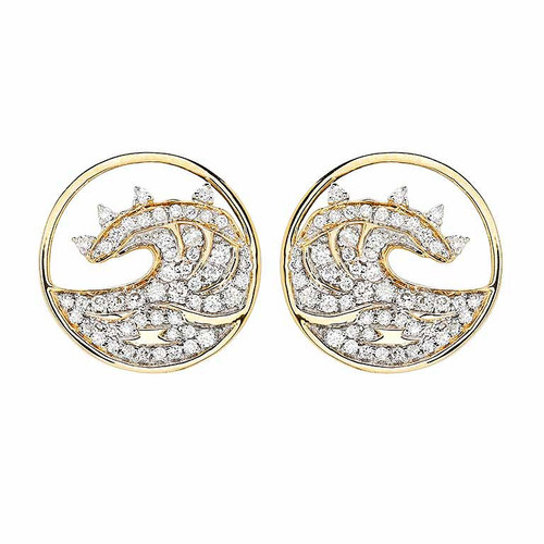 14kt Gold Lab Grown Diamond Wave Drops Stud Earrings