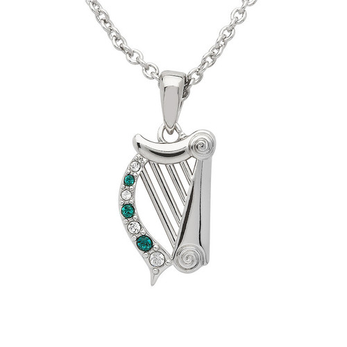 Platinum Plated Harp Necklace