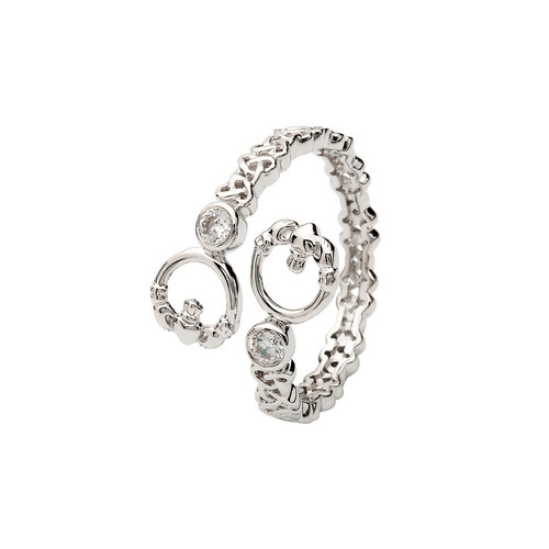 Sterling Silver Claddagh Crisscross Ring