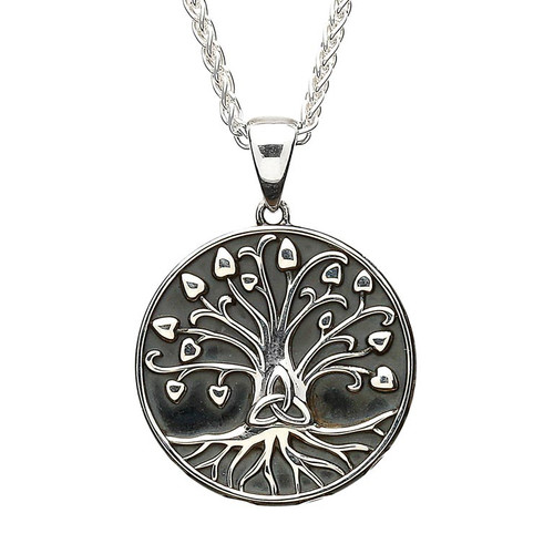 Silver Tree Of Life Trinity Medallion Necklace (Medium Size)