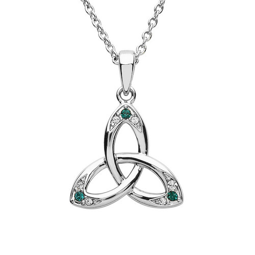 Platinum Plate Green-White Trinity Pendant Swarovski