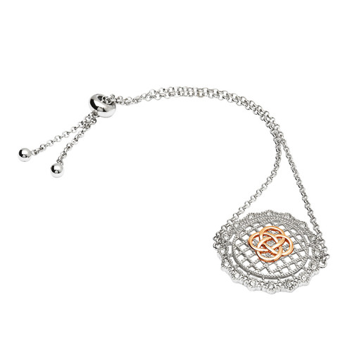 Irish Lace Rose Gold Celtic Knot Silver Bracelet