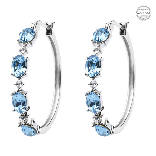 Sterling Silver Earrings Embellished With White Aquamarine Crystals