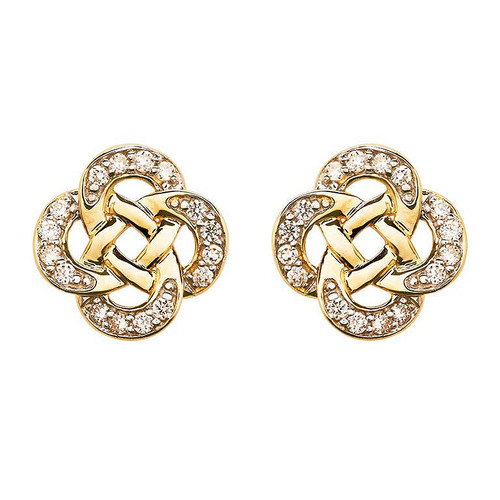 14kt Gold Lab Grown Diamond Dara Celtic Knot Stud Earrings