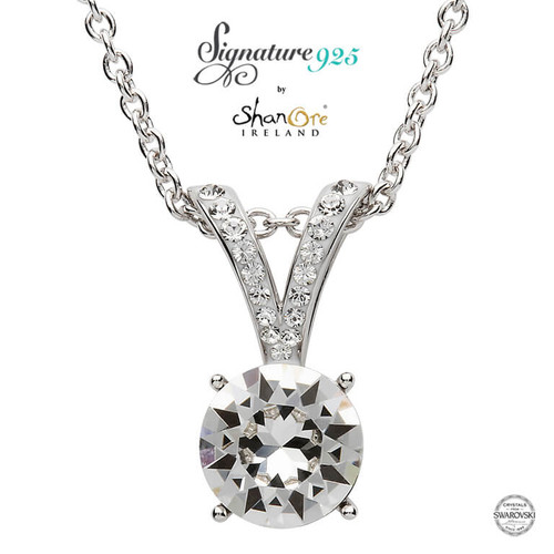 Silver Elegant Design Pendant Embellished With White Crystal
