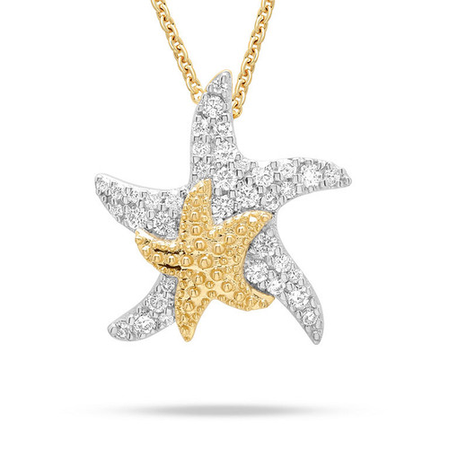 14kt Gold Lab-Grown Diamonds Twin Starfish Necklace