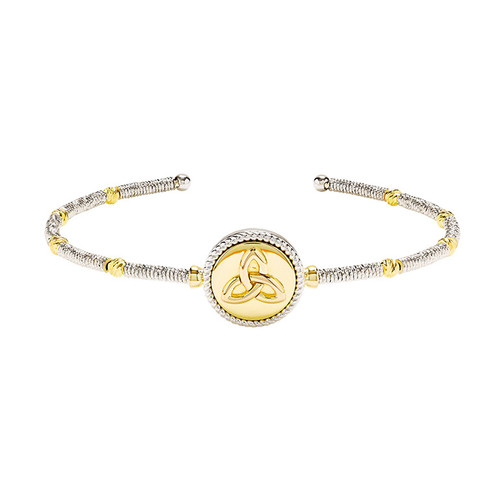 Sterling Silver Trinity Bangle with Gold-Plated Medallion