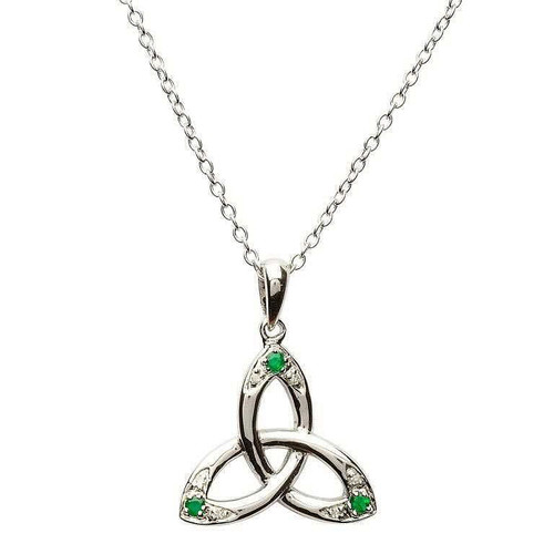 Celtic Trinity Knot Necklace Set with Emerald and Diamond