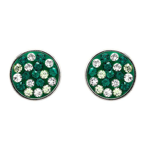 Sterling Silver with Peridot and White Crystals Stud Earrings