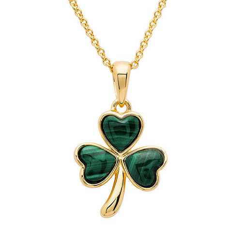 Gold Vermeil Malachite Shamrock Necklace