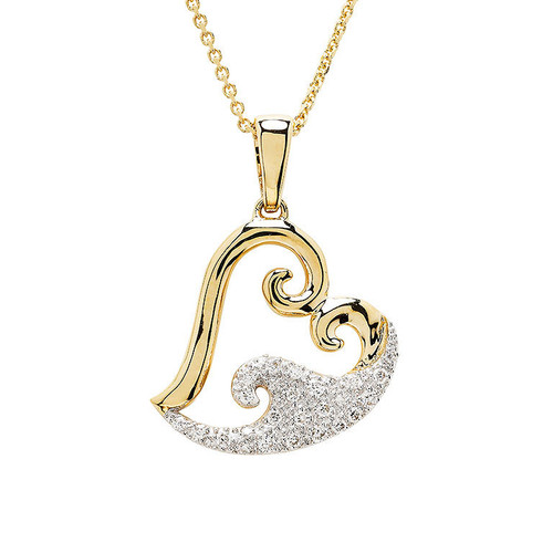14kt Gold Lab Grown Diamond Heart Wave Necklace