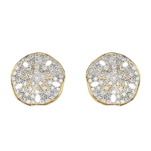 14kt Gold Lab Grown Diamond Sand Dollar Stud Earrings