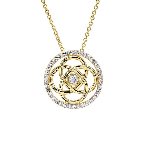 14kt Gold Vermeil Celtic Knot Necklace with White Sapphires