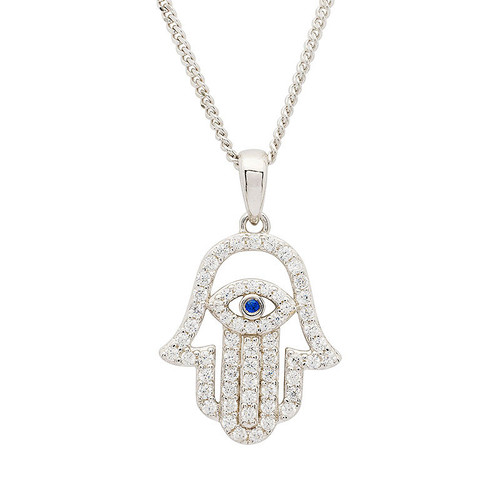 Sterling Silver Evil Eye CZ Necklace