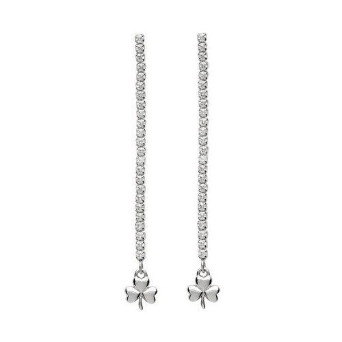 Silver Shamrock Dangle Drop Earrings