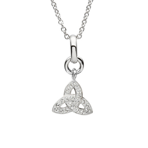 Silver Crystal Set Trinity Knot Pendant