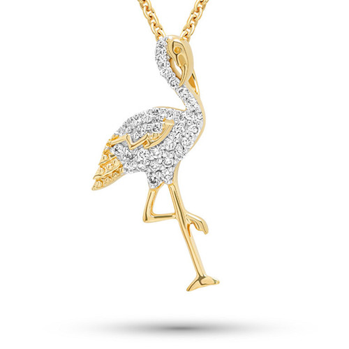 14kt Gold Lab-Grown Diamond Flamingo Necklace