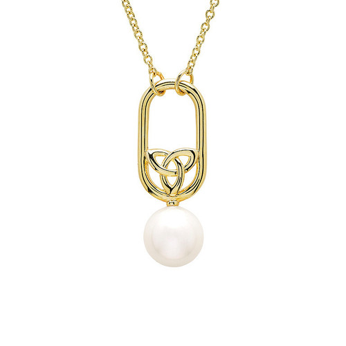 14kt Gold Vermeil Trinity Knot Pearl Drop Necklace