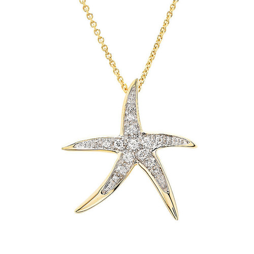 14kt Gold Lab Grown Diamond Starfish Necklace