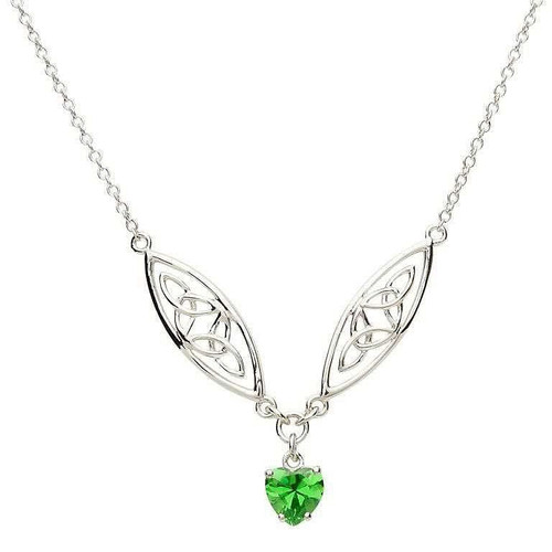 Celtic Silver Stone Set Trinity Necklace