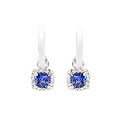 Sterling Silver Tanzanite CZ with white Enamel Earrings