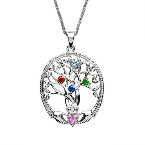 Four Stone Family Tree of Life Pendant