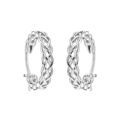 Sterling Silver Celtic Hoop Earrings - Medium