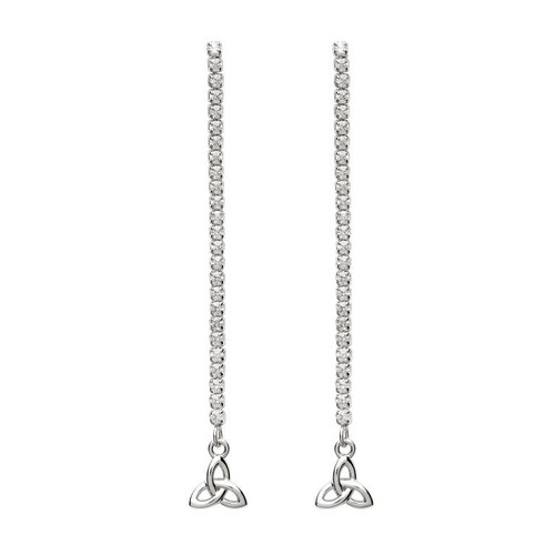 Trinity Knot Silver Dangle Drop Earrings