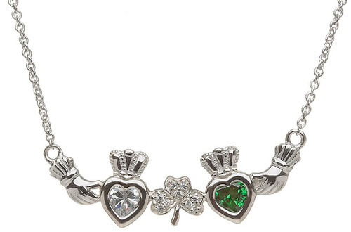 2 Stone Shamrock Mothers Pendant