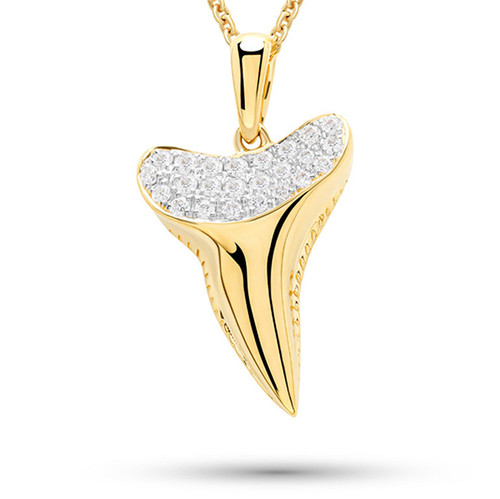 14kt Gold Lab-Grown Diamond Shark Tooth Necklace
