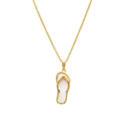 14K Gold Vermeil Mother of Pearl Flip Flop Necklace