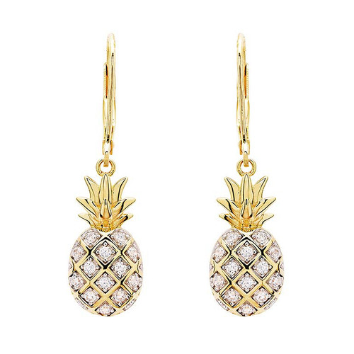 14kt Gold Vermeil CZ Pineapple Drop Earrings