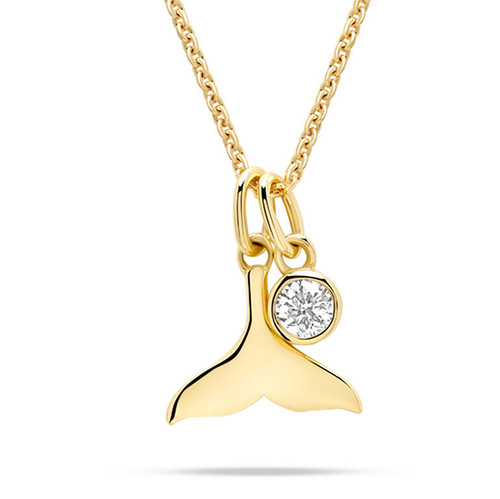 14kt Gold Lab-Grown Diamonds Mini Whale Tail Necklace